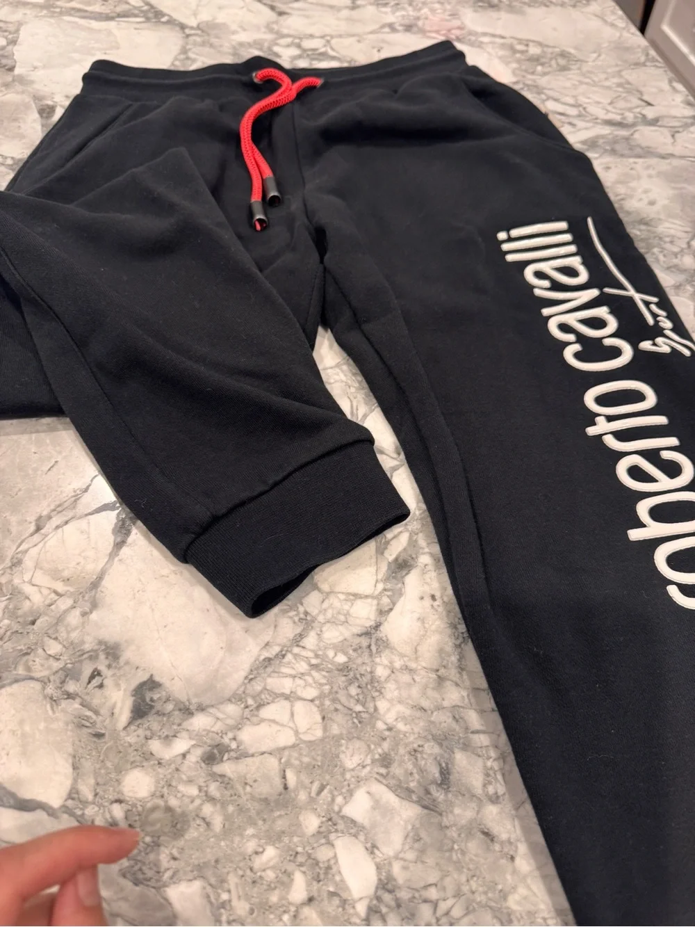 Roberto Cavalli Kids Black Joggers with Red Drawcord